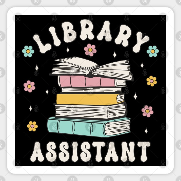 Library Assistant Retro Groovy Librarian Assistent Book Lover Sticker by FloraLi